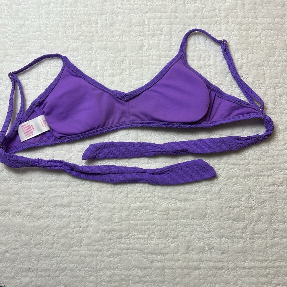 No Boundaries Purple Textured Bikini Top Lightly Padded S 3-5 - Picture 4 of 6